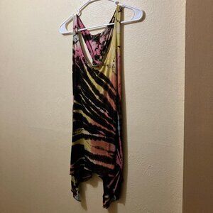 Rising International Women's Tie Dye Sharkbite Hem Flowy Hippie Tank Top Medium